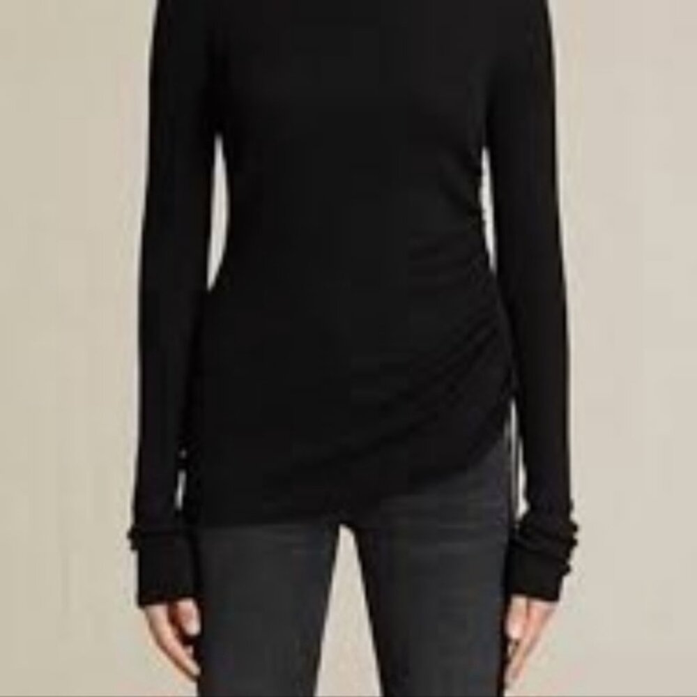 ALLSAINTS Vana V Neck 100% Wool Lightweight Jumper Sweater